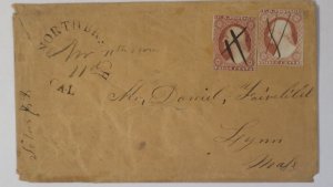 1850s North Branch Calaveras CA Rimless 3+3c Scott11 Dan Fairchild Lynn MA Cover