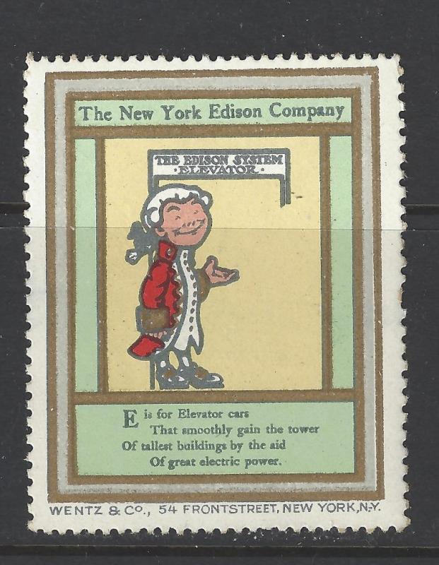 Early 1900s NY Edison Electrical Co Promotional Poster Stamp - Many Diff (AV121)