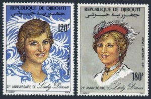 Djibouti C158-C159,MNH.Michel 333-334. Princess Diana,21th birthday,1982.