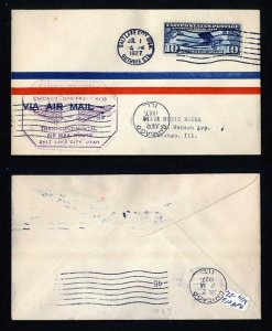 # C10 on CAM # 18 First Flight cover, Salt Lake, UT to Chicago, IL - 7-1-1927