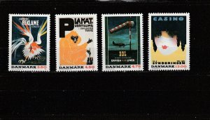 Denmark  Scott#  947-950  MNH  (1991 Posters)