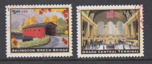 US Sc 4738-4739 used. 2013 $5.60 Bridge, $19.95 Grand Central Terminal, XF