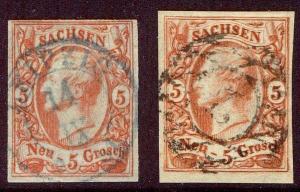 SAXONY #13, 13a Used - 1860 5ng King John