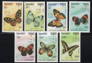 Cambodia 997-1003 - Mint-NH - Butterflies (1989) (cv $7.00)