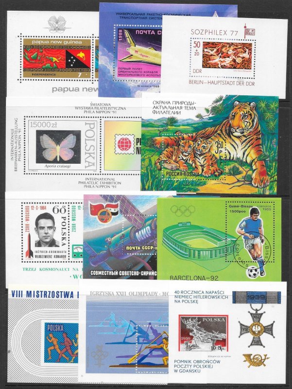 WORLDWIDE (157) Souvenir Sheets Mostly MNH Very Few CTO or Litely Hinged