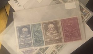 Lot of International Stamps In Glass Scenes Some Have Nice Value