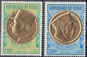 CHAD Sc# C92-3 CPL MNH SET of 2 with 1 for CHARLES de GAULLE PRESIDENT of FRANCE