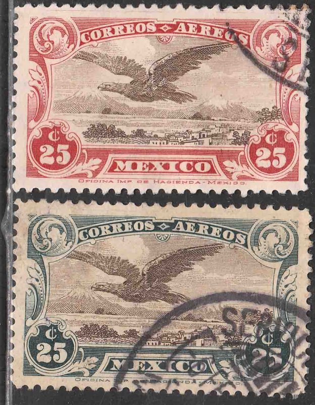 MEXICO C3-C4, Early Air Mail set of two. USED.VF. (1179)