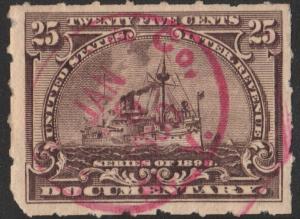 SC#R169 25¢ Revenue: Documentary Stamp (1898) Used/CDS