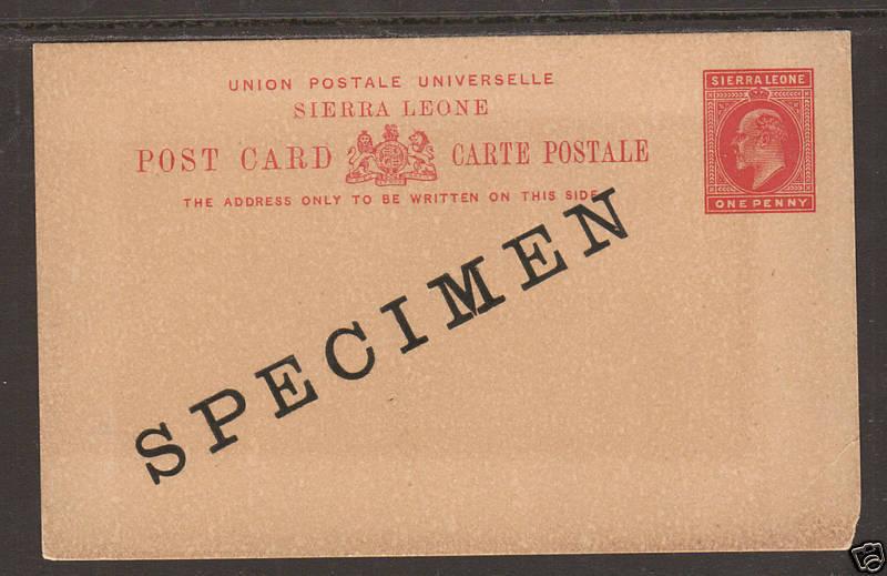 Sierra Leone H&G 8 mint 1902 SPECIMEN Postal Card 1;0