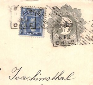 CHILE Uprated Stationery Cover 5c Valparaiso Concepción 1908{samwells}WF112
