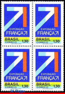 1197 BRAZIL 1971 FRENCH EXHIBITION, FRANCE, FLAG, MI# 1291 RHM C-707, BLOCK MNH