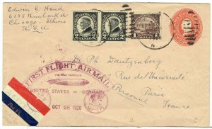 1928 $1.05 rate on GRAF ZEPPELIN FIRST FLIGHT COVER from Lakhurst NJ to GERMANY!