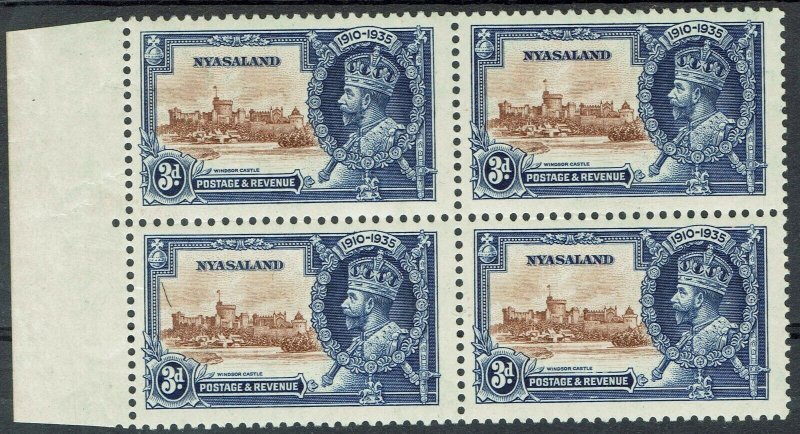 NYASALAND 1935 KGV JUBILEE 3D BLOCK */**