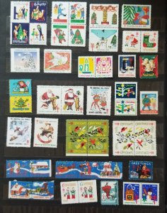 US CHRISTMAS SEAL 46 Different Holiday Stamp Lot MNH OG Mint Unused  T6750