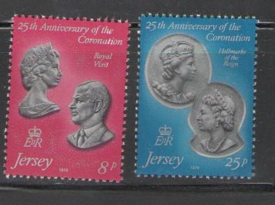 Jersey Sc 195-6 1978 Coronation 25 years stamps  NH