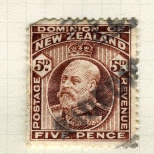 NEW ZEALAND; 1909-12 early Ed VII issue fine used Shade of 5d. value