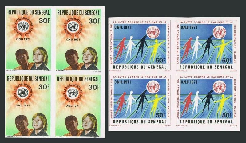 Senegal 342-343 imperf blocks/4,MNH.Michel 450-451.Against Racial Discrimination