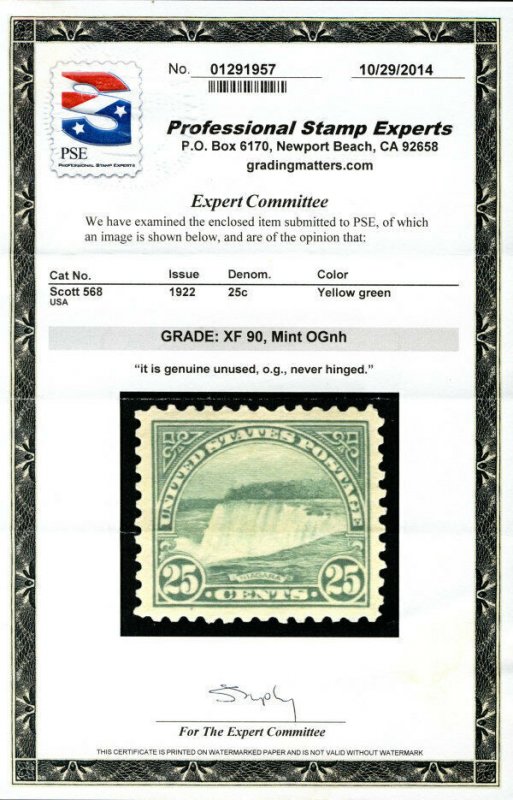 MALACK 568 XF OG NH, w/PSE (GRADED 90 (10/14)) CERT,..MORE.. gg1852