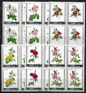 Ajman Michel #405-10 MNH Blocks - Roses - Flowers