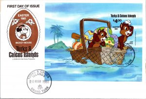 Turks & Caicos Isl FDC 1980 Mickey Mouse, Easter - Grand Turk - Single - F65035