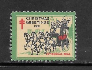 #WX63 MNH Single Year 1931 Christmas Seals.