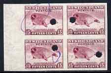 Newfoundland 1941-44 KG6 Harp Seal 15c claret imperf marg...