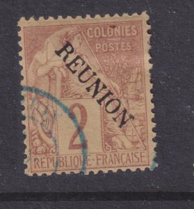 REUNION, 1891 diagonal on Tablet, no accent, 2c. Purple Brown on Buff, used.