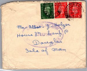 1941 Sussex England WW2 Pow Internment Camp Cover To Douglas Isle of Man