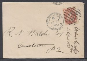 Canada - Apr 21, 1888 Montreal, QC Duplex Cancel on Cover to States