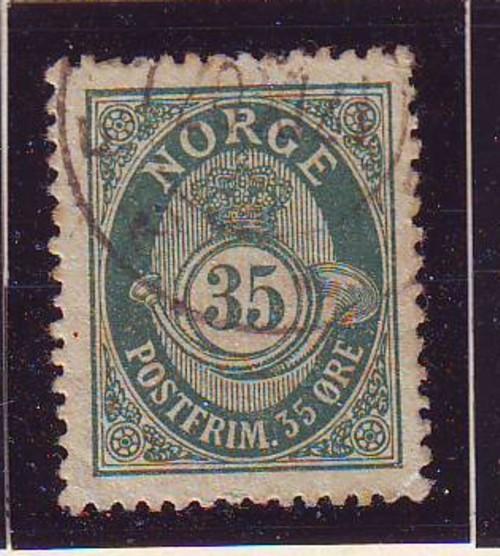 Norway Sc 56 1898 35 ore dark blue green post horn stamp used