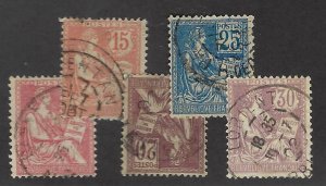 France SC#133-137 Used F-VF SCV$32.25...Always Collectible!