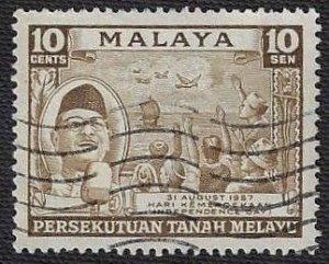 Malaya #84 Used LH; 10c Chief Minister Rahman - Independence Day (1957)