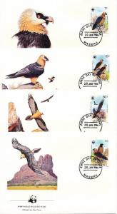 [53611] Lesotho 1986 Birds Vögel Oiseaux Ucelli WWF FDC Vultures 4 covers