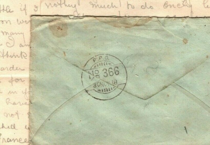 IRAQ WW1 Cover INDIA *FPO 366* Somerset Light Infantry 1919 Soldier Letter MAL25