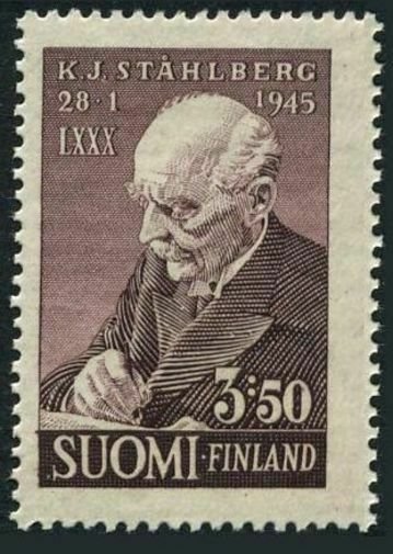 Finland 246 two stamps,MNH.Michel 295. Dr.K.J.Stahlberg,0th birthday,1945.