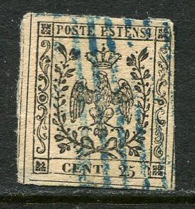 Italy Lot 1220 MODENA - Herzogtum 1852 Michel  4 II 25 Cent Black Brown 