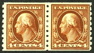 U.S. #395 MINT PAIR OG HR THIN