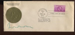 FLORIDA GOVERNOR MILLARD CALDWELL SIGNED COVER 928q