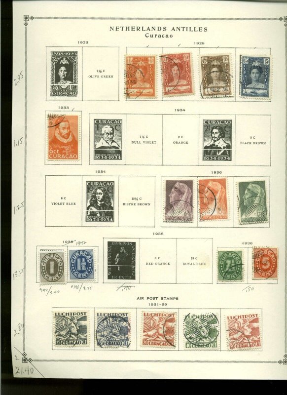 Collection, Netherlands Antilles Part A Scott Album Pages, 1873/1989, Cat $211