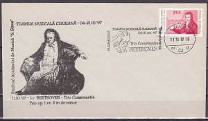 Romania. OCT/97 issue. Composer Beethoven, 11/OCT/97 Cancel & Cachet Cover.