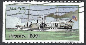 United States #2406 25¢ Steamboats - Phoenix 1809 (1989). Used.