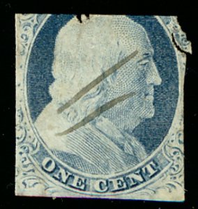 US #9 SCV $130.00 used, Franklin, nice cancel  SCV $130.00