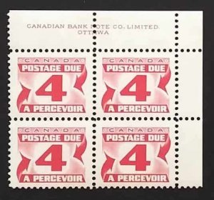 Canada J31i-ii Plate Block UR VF MNH