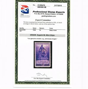 EXCEPTIONAL GENUINE SCOTT #902 MINT OG XXLH PSE CERT GRADED SUPERB 98  #10264