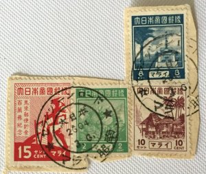 Malaya Japanese Occupation 4V Used on piece M5033