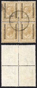 Bechuanaland SG82 1/- Bistre-brown Block of 4 (wrinkle) Cat 128 pounds