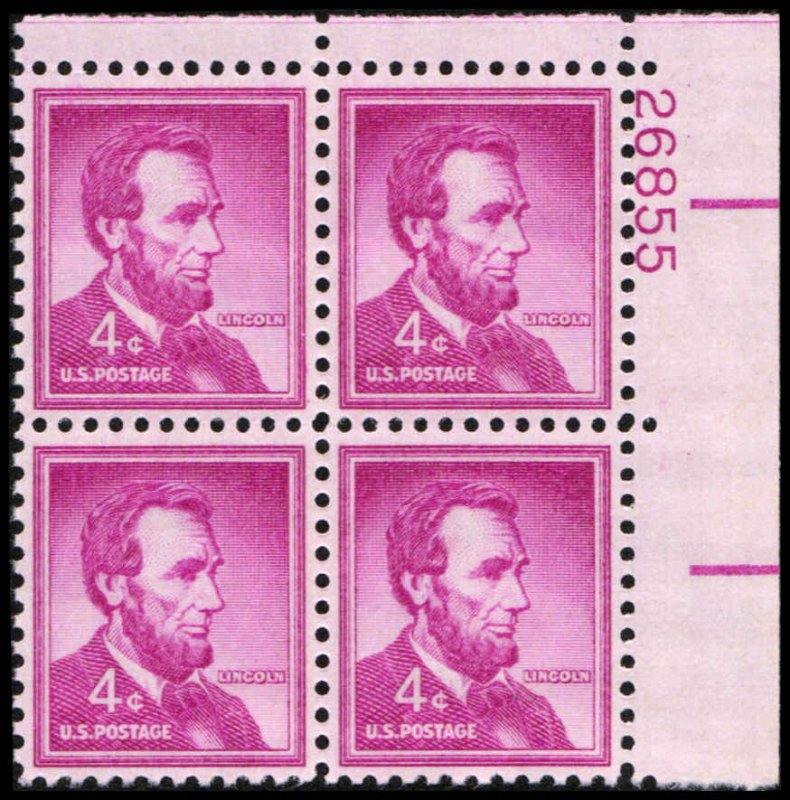 US #1036a LINCOLN MNH UR PLATE BLOCK #26855