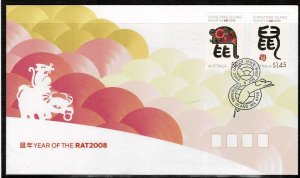 CHRISTMAS ISLAND 2008 YEAR OF THE RAT FDC