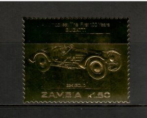 Zambia 1986 - 100 Years of Automobiles Cars - Bugatti - Gold Stamp - MNH
